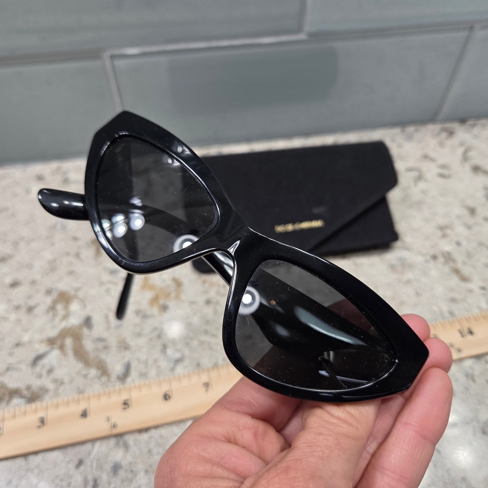 Dolce & Gabbana Black Cat Eye Sunglasses Gold DG Logo DG4362 - Picture 9 of 9